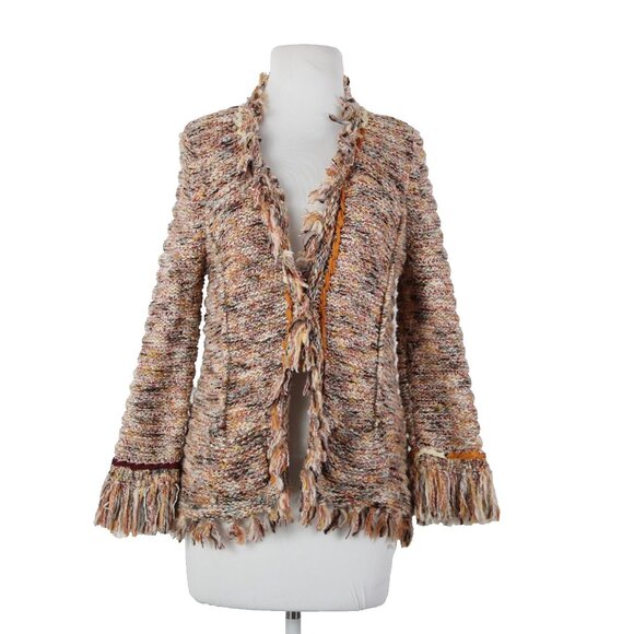 Angel Of The North Sz L Red Yellow Multicolor Poly Acrylic Cardigan Sweater - Picture 1 of 16